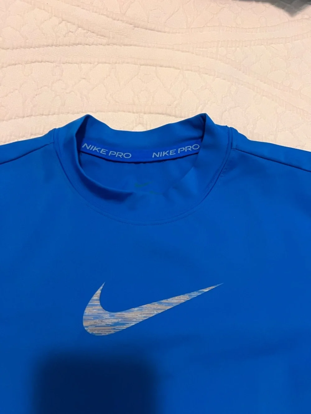 Nike Royal Blue Performance Crew Tee with Silver Swoosh